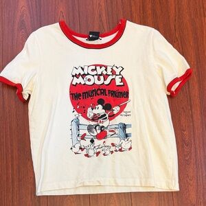Zara Mickey Mouse Cream and Red womens T-Shirt